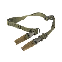 Single Two Point Tactical Dual Bungee Rifle Sling with Quick Connect Clips OD Green