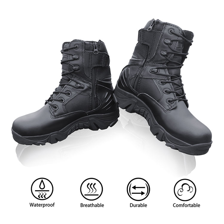Tactical Boots Zip Leather Military Combat Boots for Hunting Hiking 