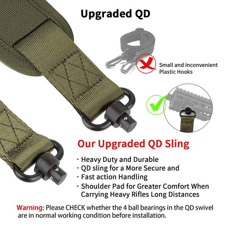 Tactical 2 Point Sling with QD Swivel Green