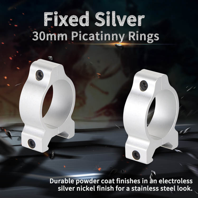 Fixed Silver 30mm Picatinny Rings