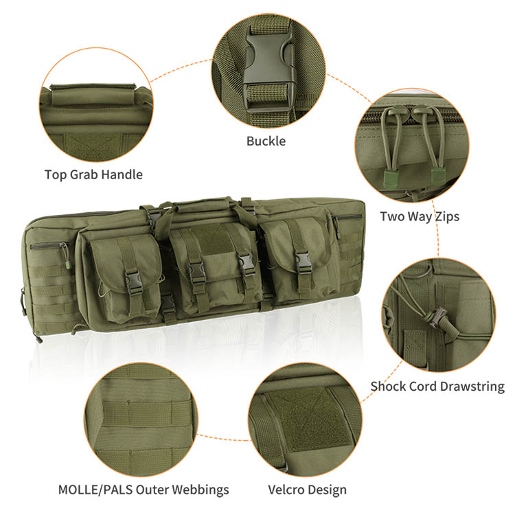 Top Rated Tactical Military 36" Dual Rifle Case Green