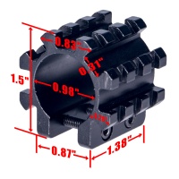 Picatinny 5 Position Tri-Rail Barrel Mount Adapter