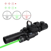 3-9x32 Red and Green Marked Rifle Scope + Red and Green Dot Scope + Tactical Green Laser