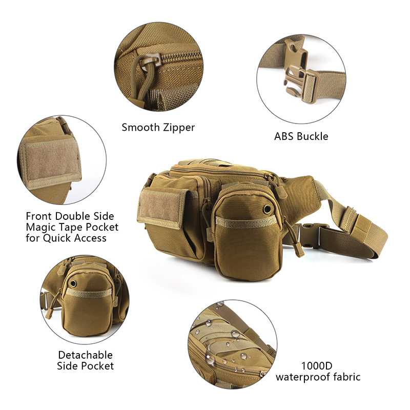 Outdoor Military Tactical Waist Pack Utility Pouch for Camping Hiking Hunting Black