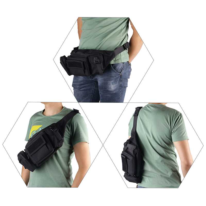 Outdoor Military Tactical Waist Pack Utility Pouch for Camping Hiking Hunting Black