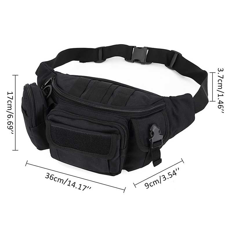 Outdoor Military Tactical Waist Pack Utility Pouch for Camping Hiking Hunting Black