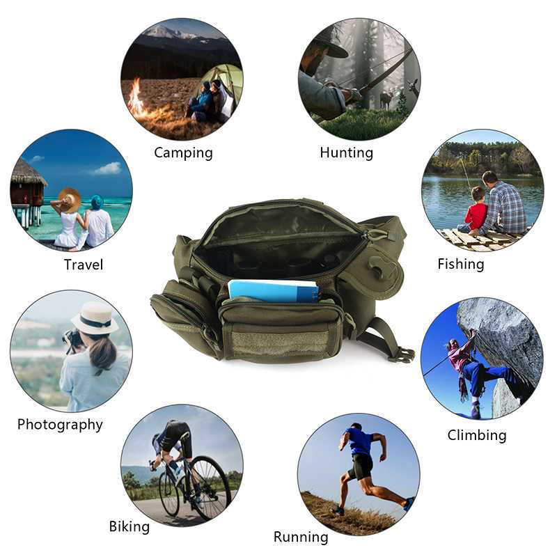Outdoor Military Tactical Waist Pack Utility Pouch for Camping Hiking Hunting Black