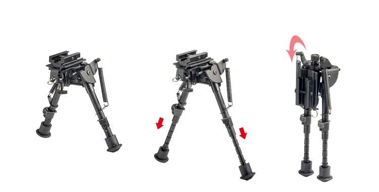 6-9" Rifle Bipod Adjustable Spring Return with Picatinny Adapter