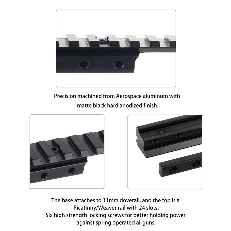 24 Slots 11mm Dovetail to 20mm Picatinny Mount Adapter