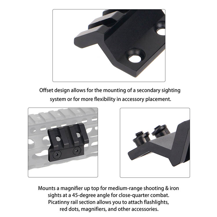 KeyMod 45 Degree Offset Picatinny Rail 3 Slots