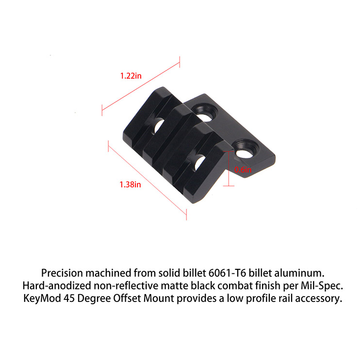 KeyMod 45 Degree Offset Picatinny Rail 3 Slots