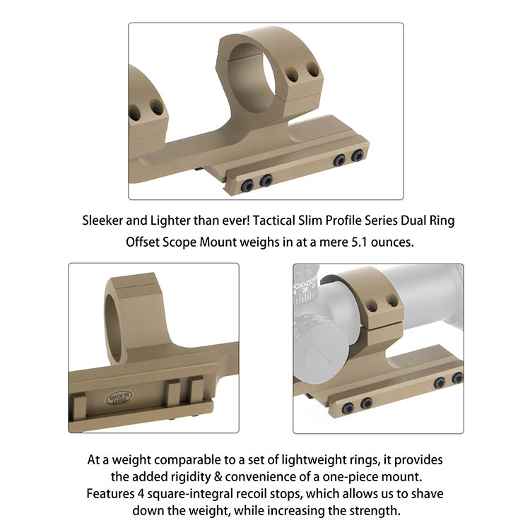 30mm Slim Profile Offset Picatinny Scope Mount Tan