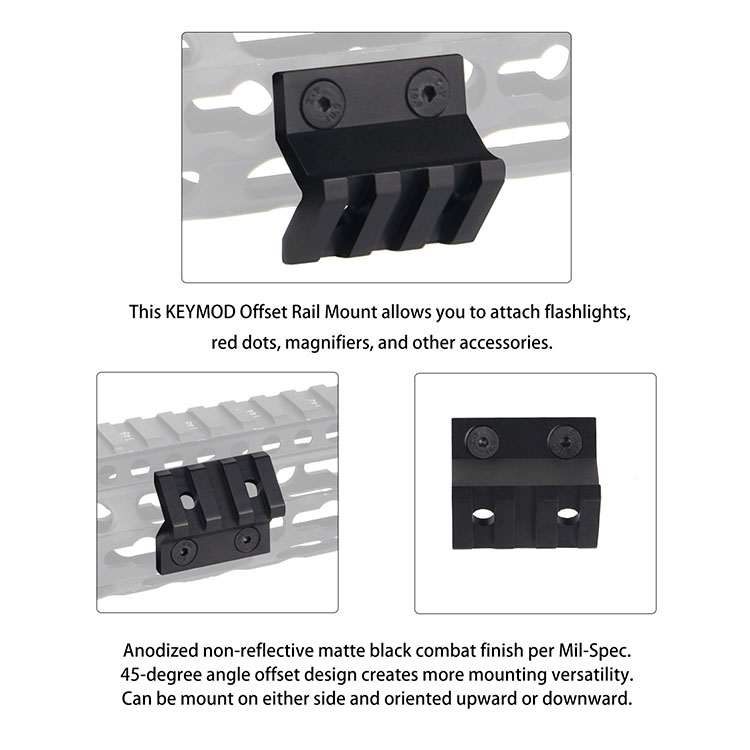 Keymod 45 Degree Offset Mount 3 5 Slot Picatinny Rail