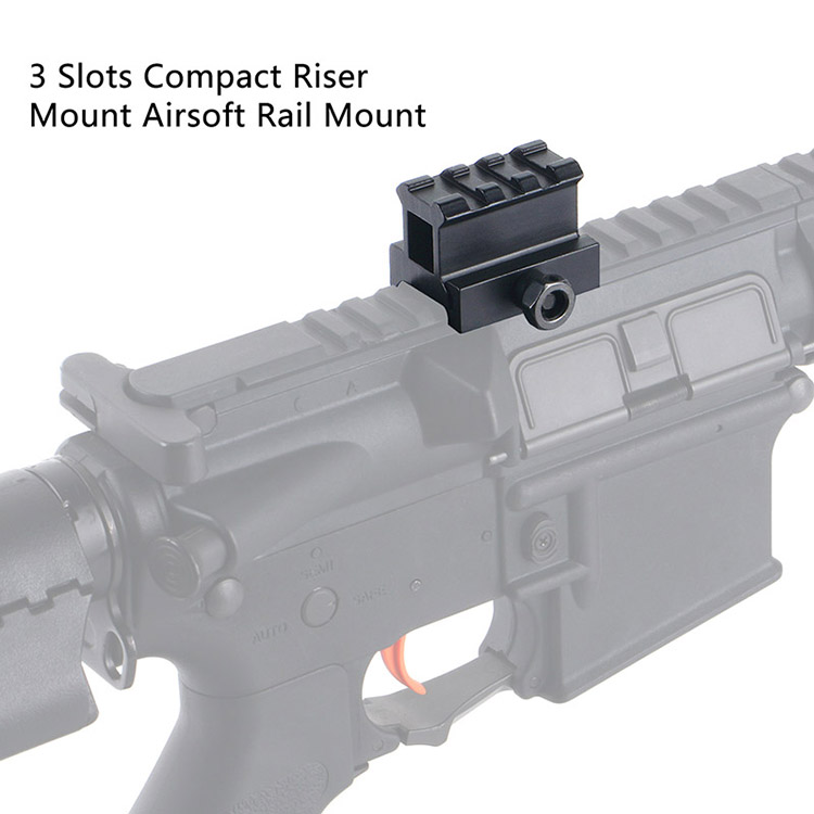 1" High Profile Riser See Through 3 Slot Picatinny Mount