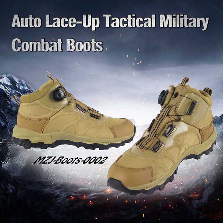Auto Lace-Up Tactical Military Combat Army Leather Boots for Trekking Climbing Hiking Hunting
