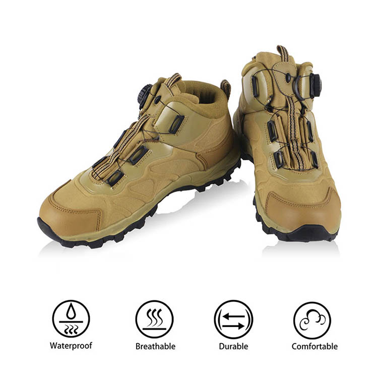 Waterproof Tactical Military Combat Boots Auto Lace-Up 