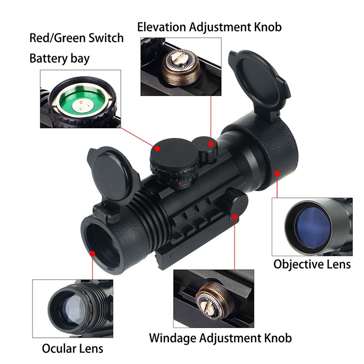4x33 Tri Rail Illuminated Rifle Scope with HMD Reticle
