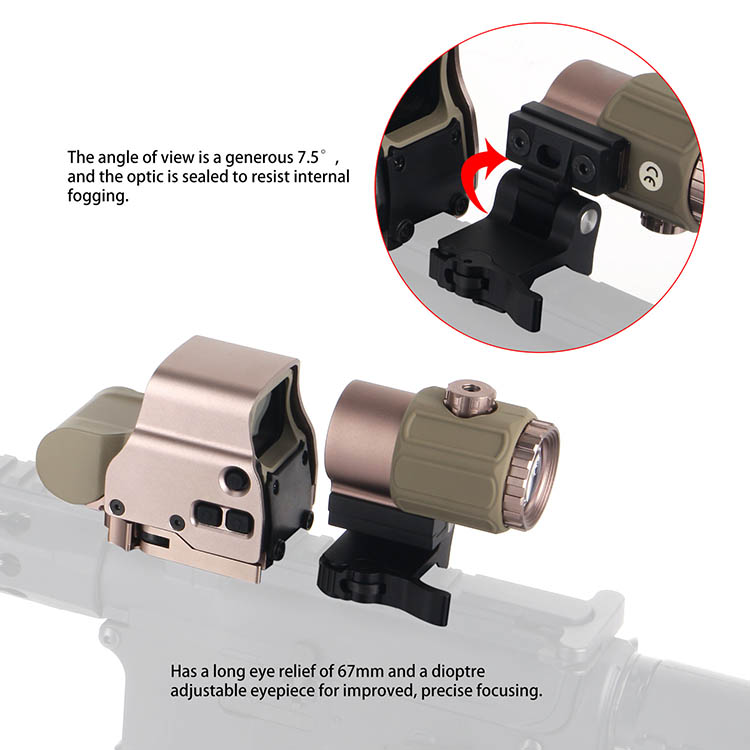 EXPS Holographic Sight + G43 Magnifier with QD Flip To Side Mount