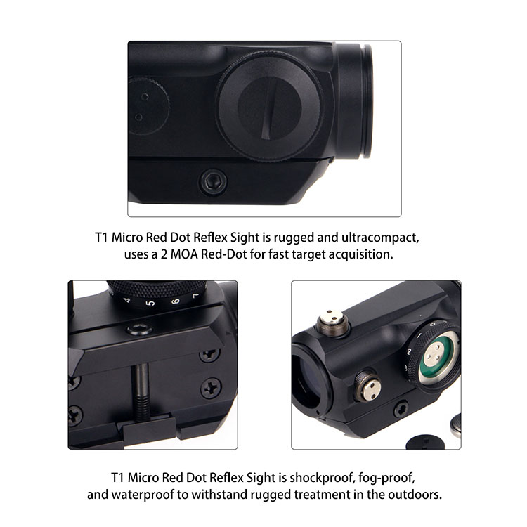 Top Quality T1 Micro Red Dot Reflex Sight 2 MOA