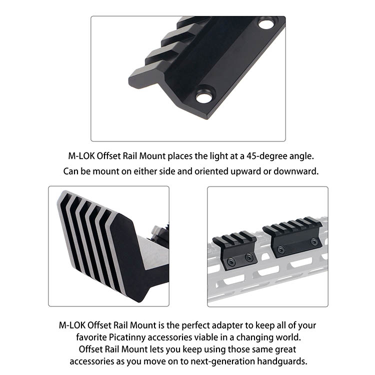 M-LOK Offset Rail Mount set 3 Slots 5 slots