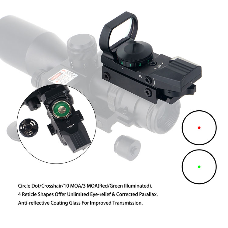 2.5-10x40 Laser RifleScope with 4 Reticle Reflex Sight
