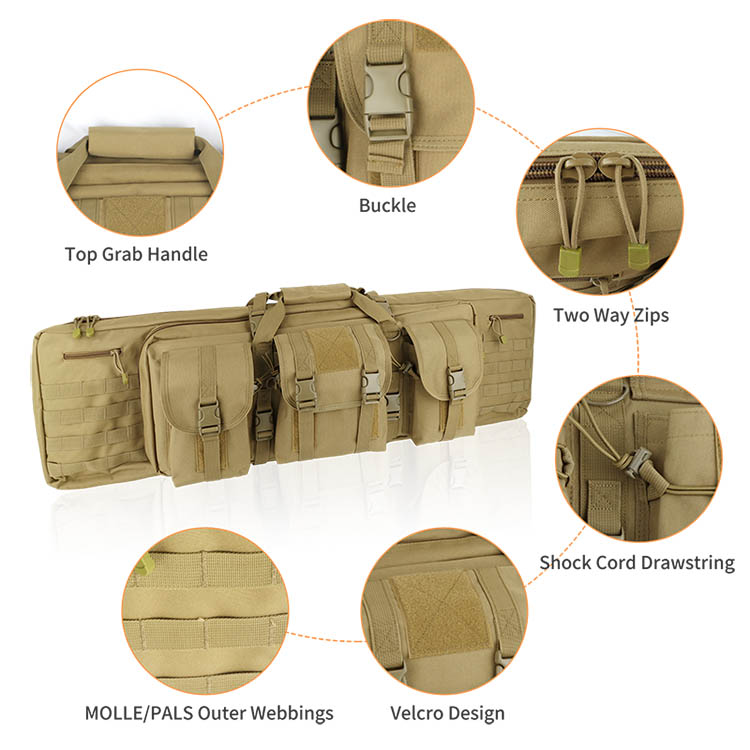 Tactical 36" Dual Rifle Case Padded MOLLE Long Gun Bag Waterproof 
