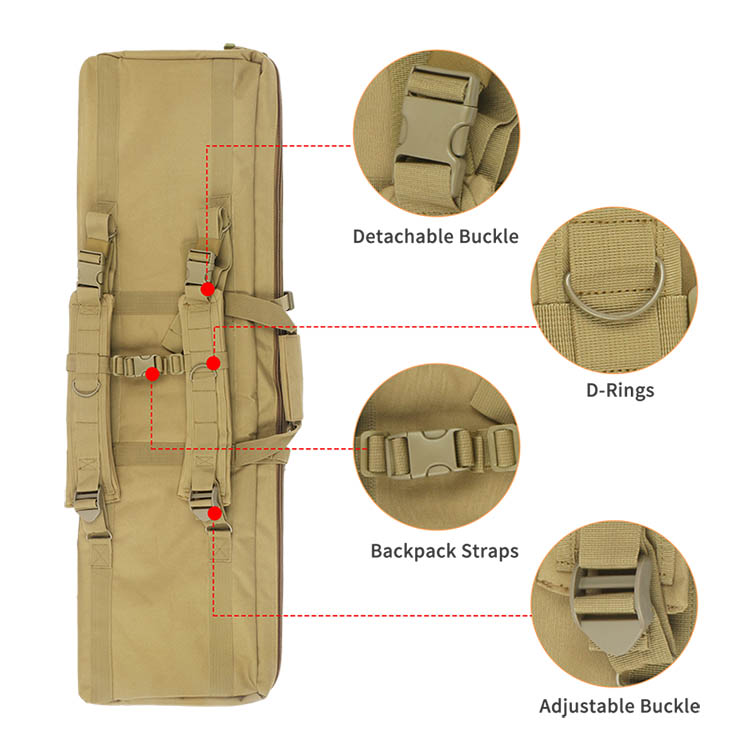 tOP qUALITY Tactical 42" Dual Rifle Case Padded MOLLE Waterproof Long Gun Bag 