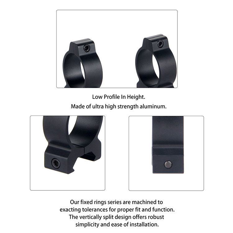 Fixed 30mm Picatinny Rings Black