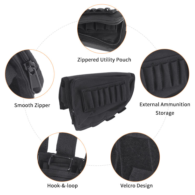 Tactical Cheek Rest Butt Stock Rifle Cheek Rest Bullet Holder Ammo Cartridge Bag