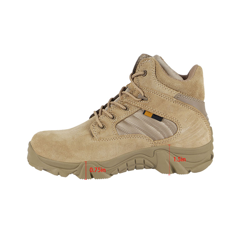 Tactical Army Combat Boots Winter Waterproof Military Zip Leather Boots DE