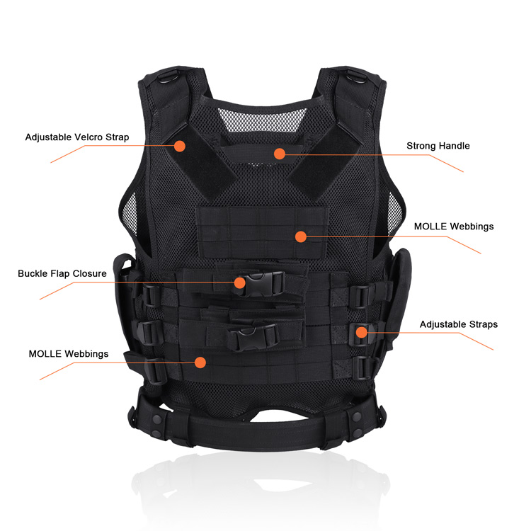 Tactical Scenario Vest Molle Military Assault with Magazine Pouches Black