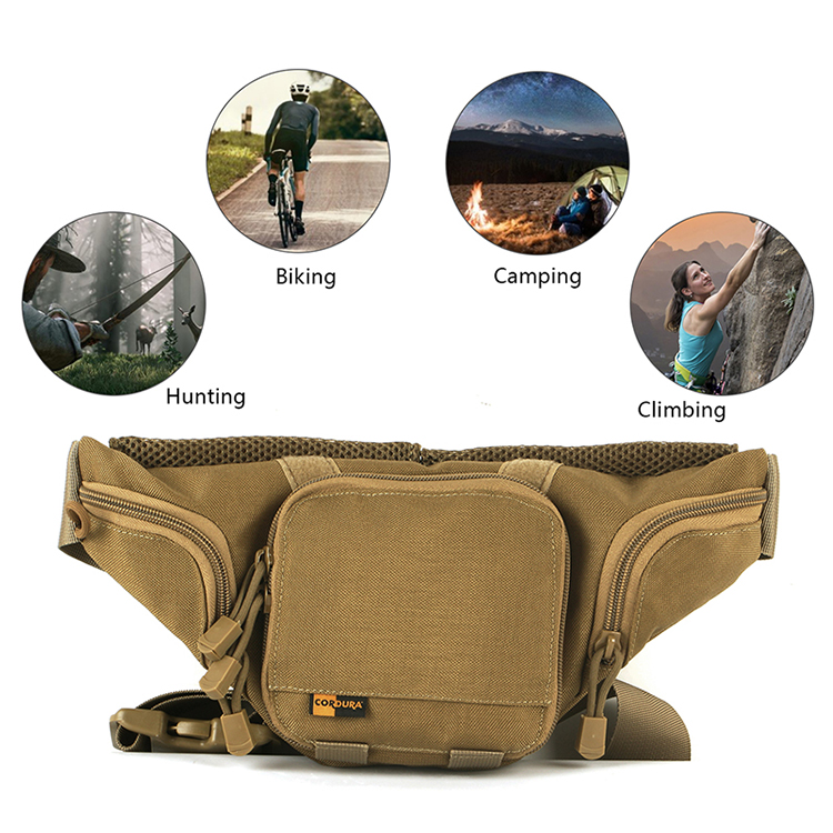 Tactical Waist Pack Military Fanny Packs Hip Belt bag Pouch Tool Organizer for Outdoor Hiking Climbing Fishing Hunting Khaki