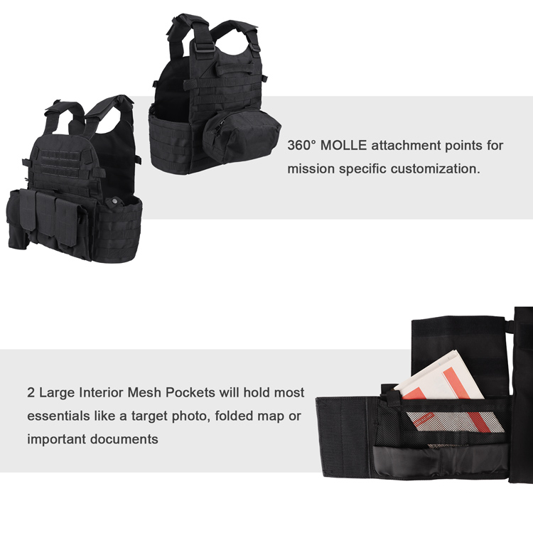 Tactical Military Vest Molle Combat Assault Plate Carrier Black