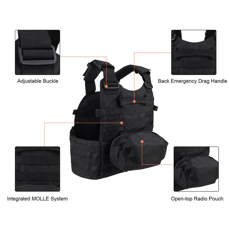 Airsoft Military Molle Combat Assault Plate Carrier Tactical Vest CS Hunting Vest Black