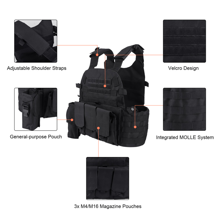 Tactical Military Vest SWAT Police Molle Combat Assault Holster