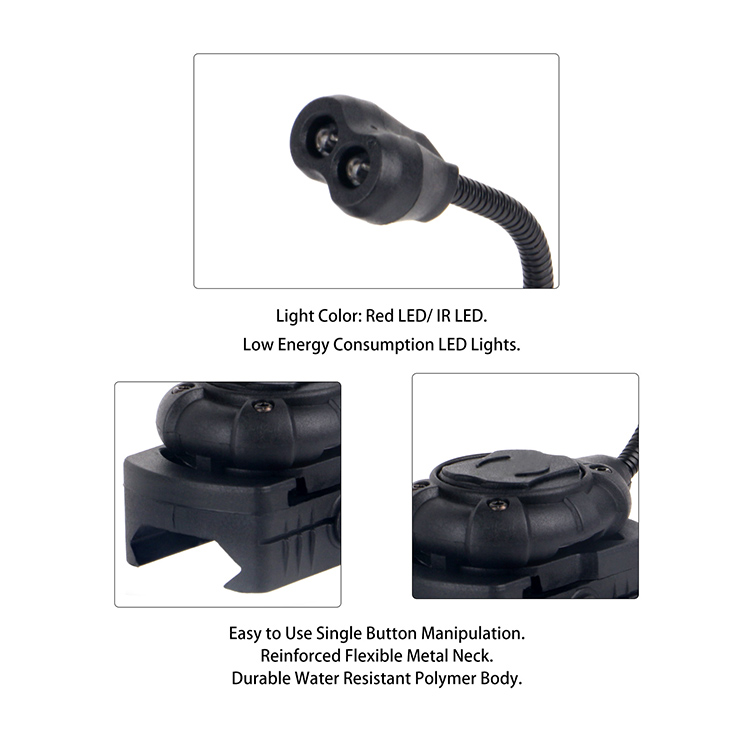 Tactical Helmet Mounted Multi-Function Dual-Light Black