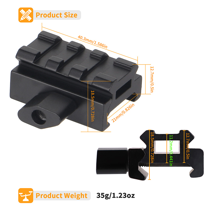0.5" See Thru Picatinny Riser Mount 3 Slot